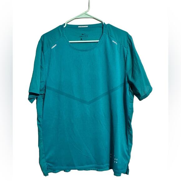 Nike Running Division Dri-Fit Green Short Sleeve Shirt size Large - Picture 1 of 10